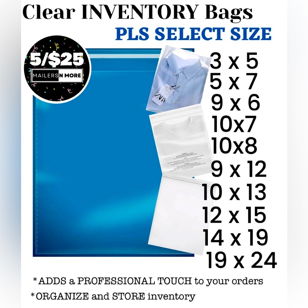 ❤️ CLEAR Bags STORAGE BAGS Self Seal OR Zip Bags inventory packing gift bag